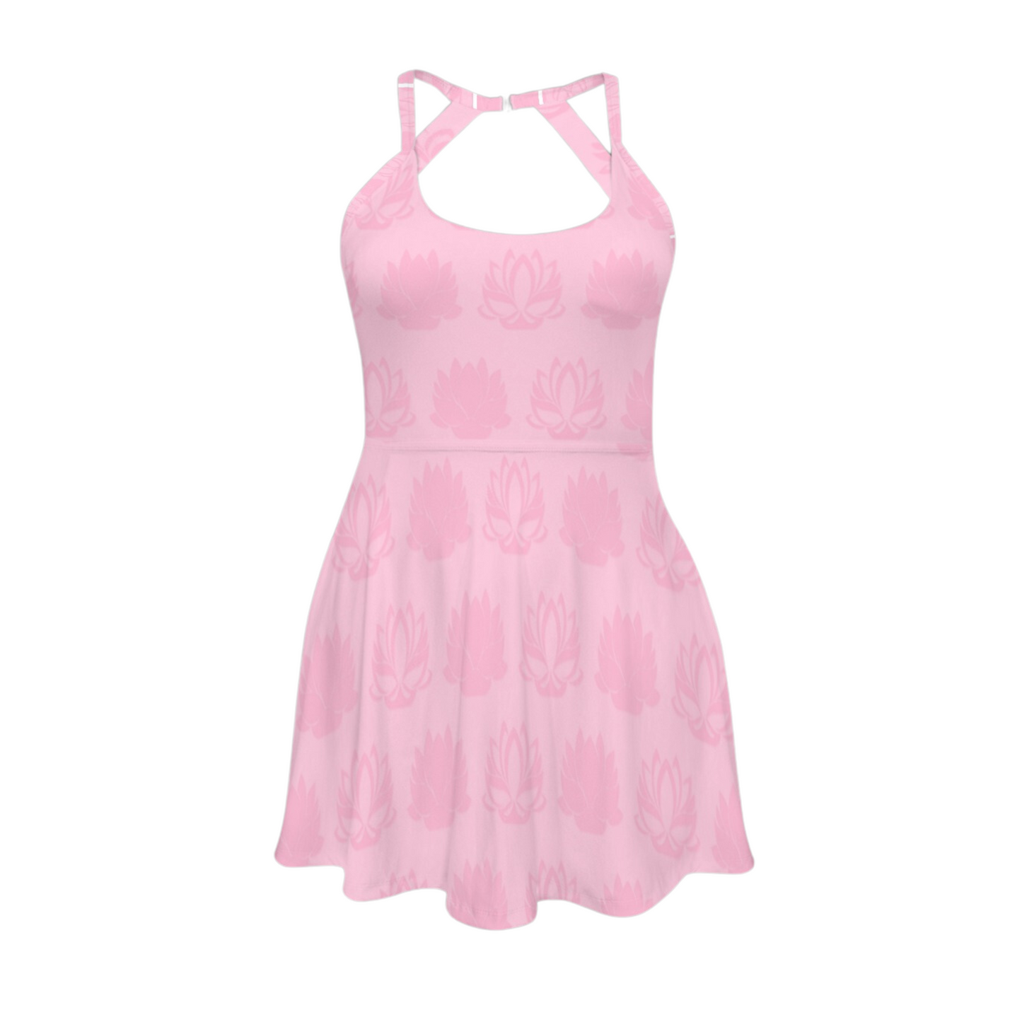 Lottie Lotus Pink Open Back Flare Skirt Active Dress