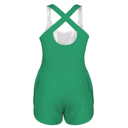 Louis Green Cutout Cross Back Active Romper