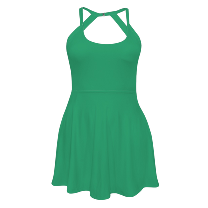 Louis Green Open Back Flare Skirt Active Dress