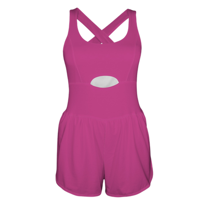 Madama Fushia Cutout Cross Back Active Romper