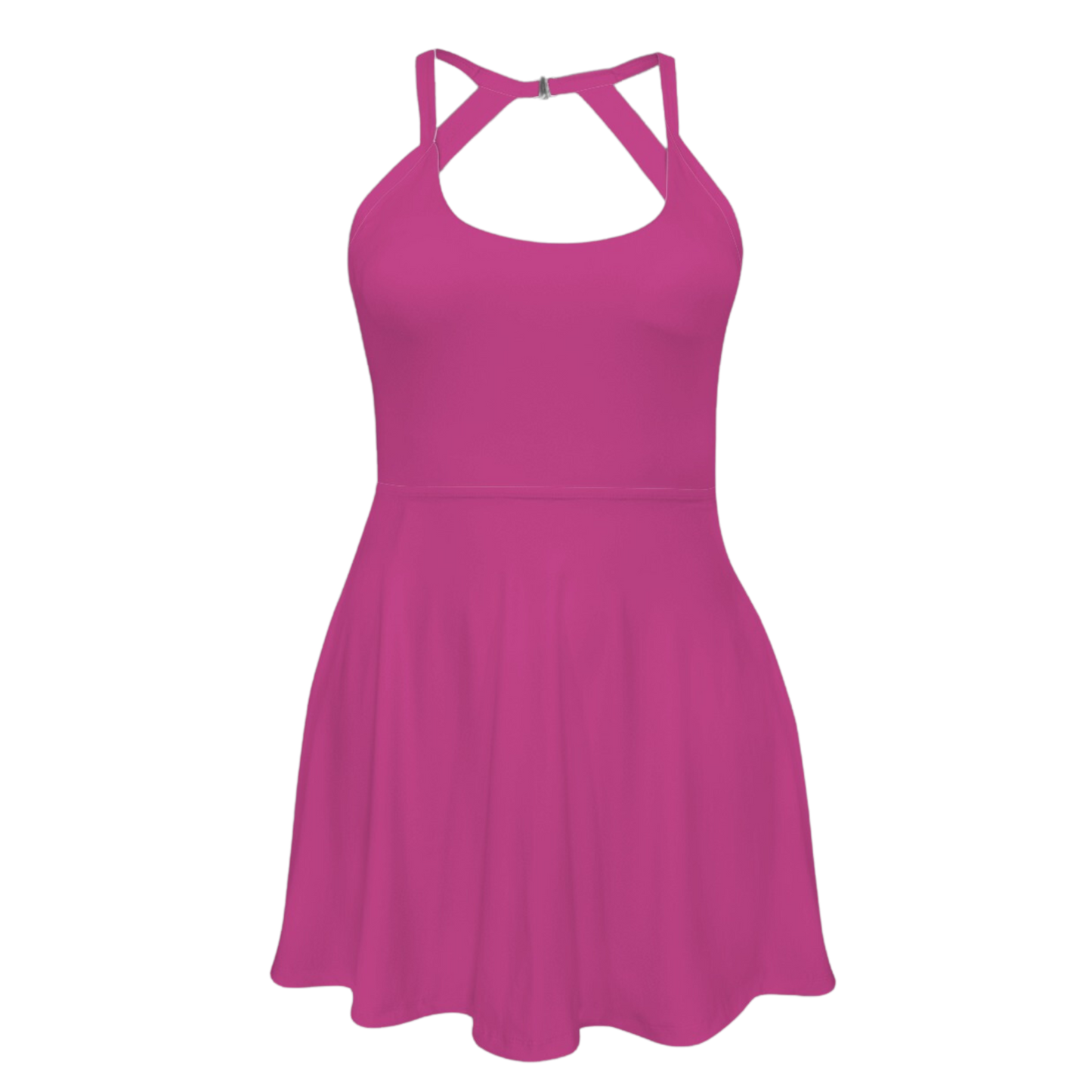 Madam Fushia Open Back Flare Skirt Active Dress