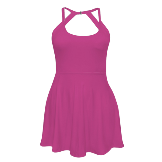 Madam Fushia Open Back Flare Skirt Active Dress