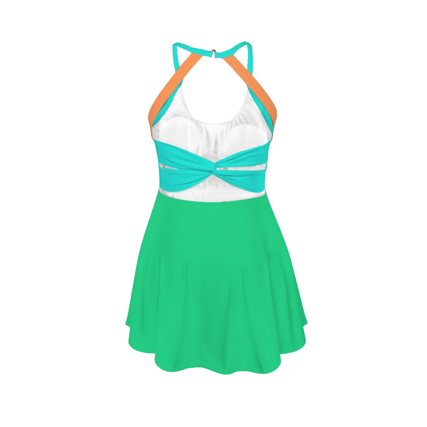 Mad Hats Colorblock Open Back Flare Skirt Active Dress