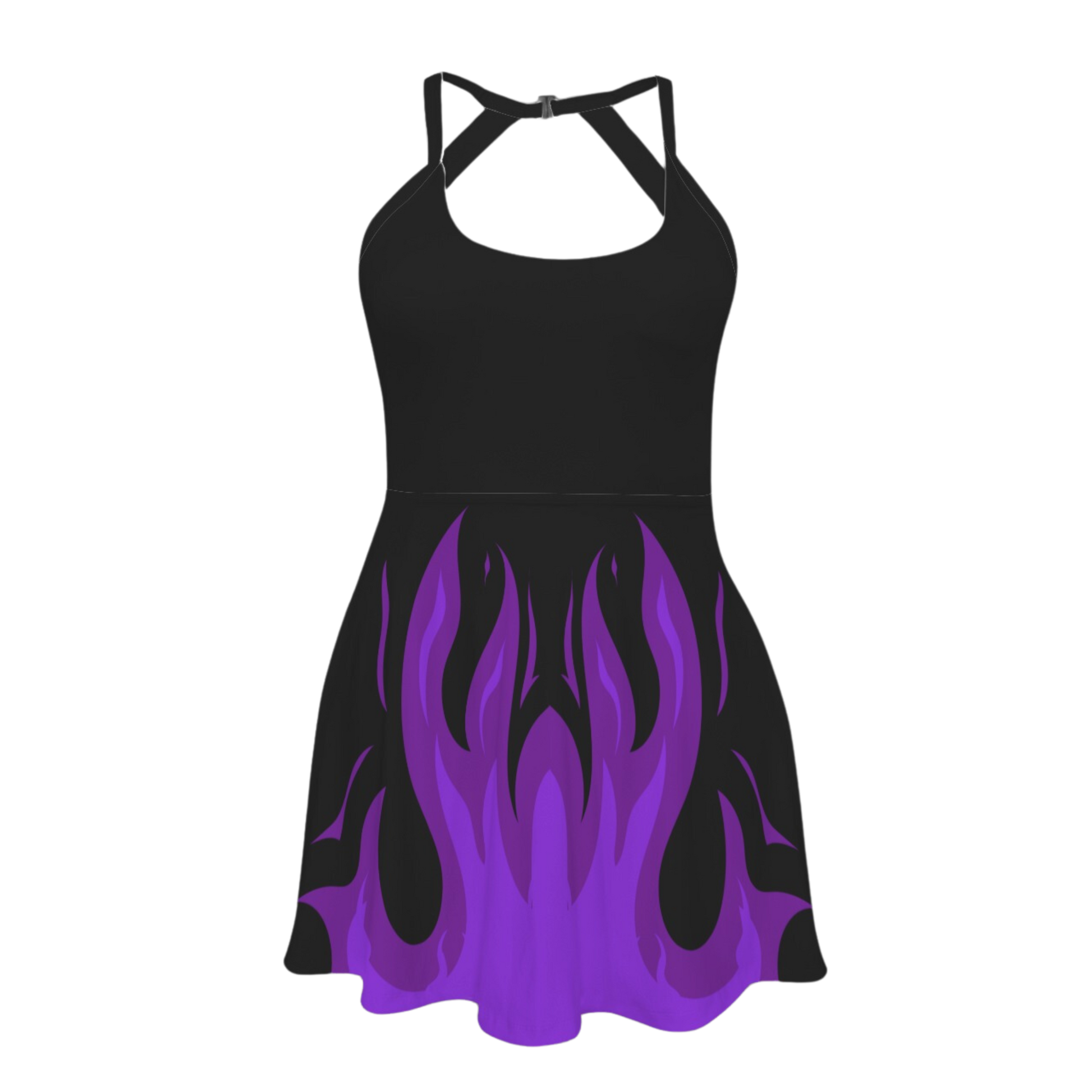 purple flame dress A Gothic Universe Dresses | Gothic Black & Purple Flame Dress Studded Straps & Zip Detail Asymmetrical Hem M | Color: Black/Purple