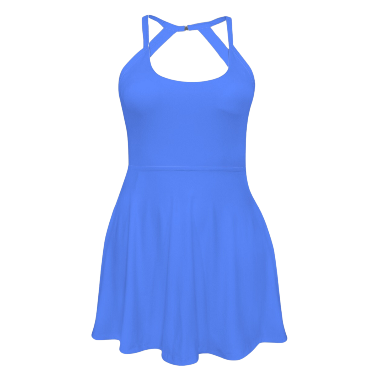 Merry Wheater Blue Open Back Flare Skirt Active Dress