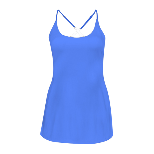 Merry Weather Blue Criss Cross Back Active Dress