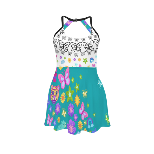 Miracle Princess Open Back Flare Skirt Active Dress