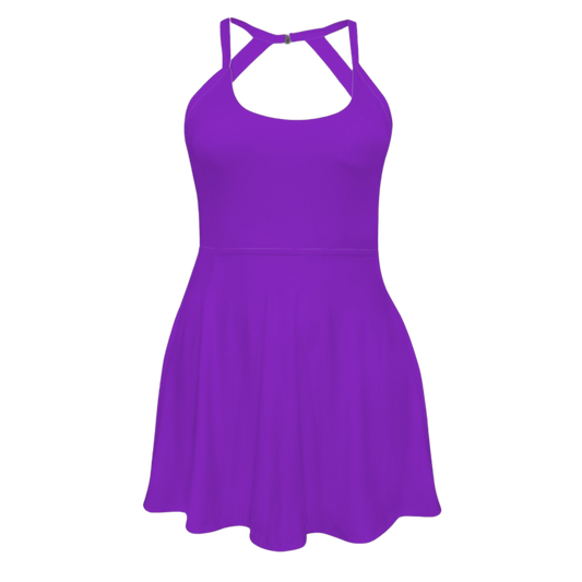 Mistress of Evil Purple Open Back Flare Skirt Active Dress