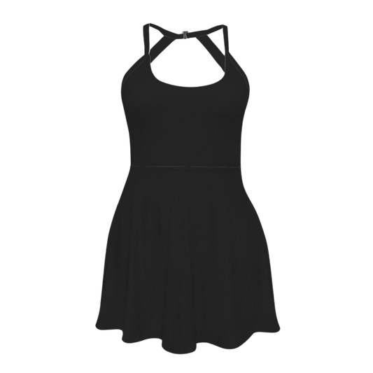 Mode Black Open Back Flare Active Dress