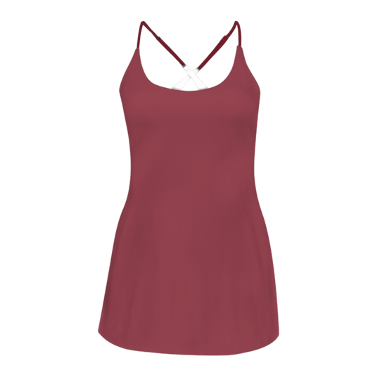 Mother Knows Best Burgundy Criss Cross Back Active Dress