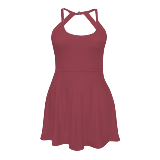 Mother Knows Best Burgundy Open Back Flare Active Dress