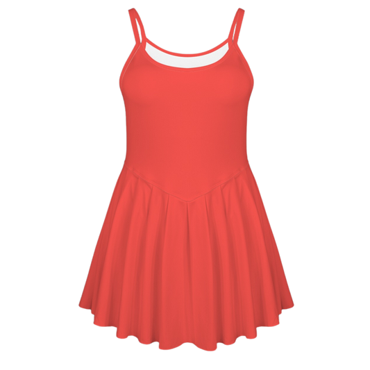 Lucky Dragon Red Pleat Skirt Active Dress