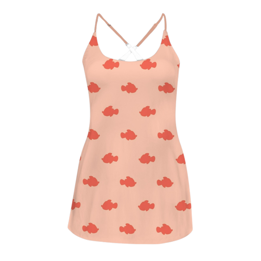 Clownfish Print Criss Cross Back Active Dress