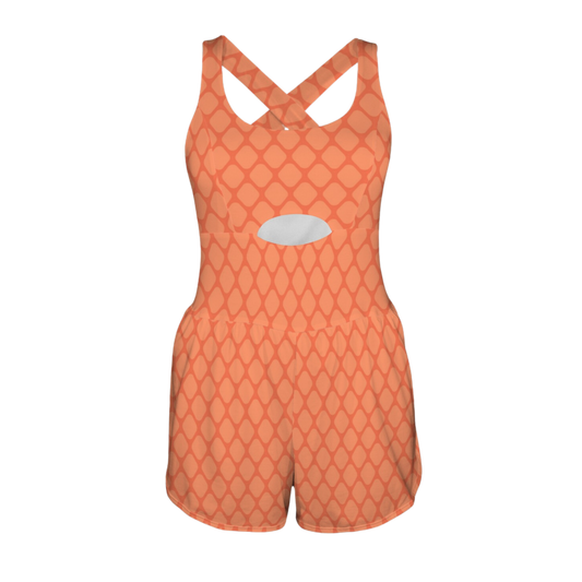 Clown Fish Scales Cutout Cross Back Active Romper