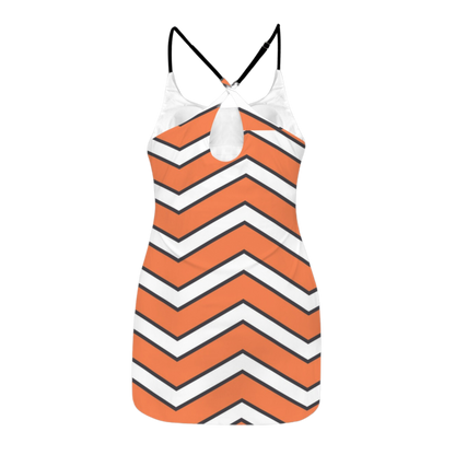 Clownfish Zig Zag Stripes Criss Cross Back Active Dress