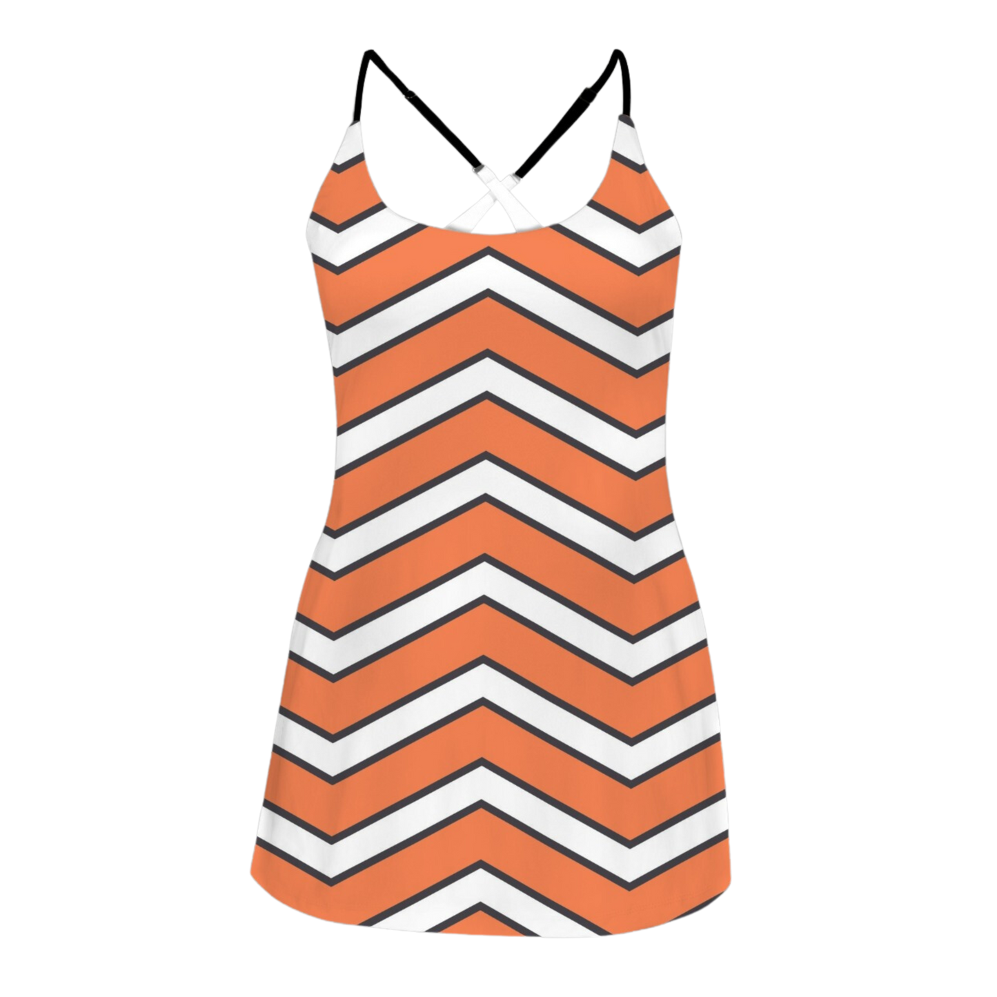 Clownfish Zig Zag Stripes Criss Cross Back Active Dress