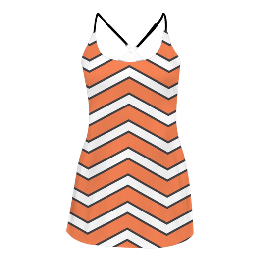 Clownfish Zig Zag Stripes Criss Cross Back Active Dress