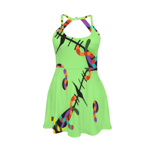 Oogie Open Back Flare Skirt Active Dress