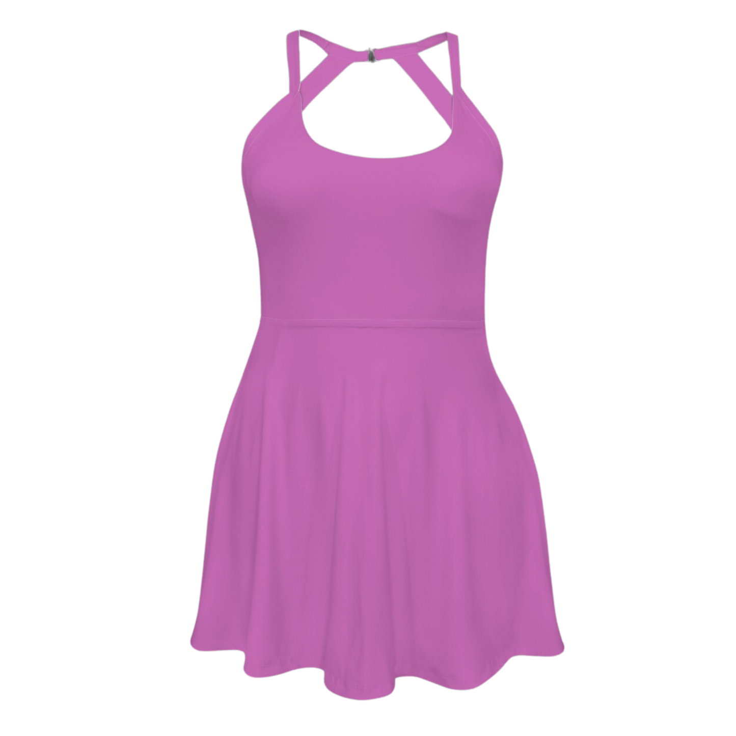 Pain Purple Open Back Flare Skirt Active Dress