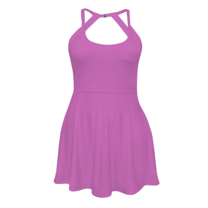 Pain Purple Open Back Flare Skirt Active Dress