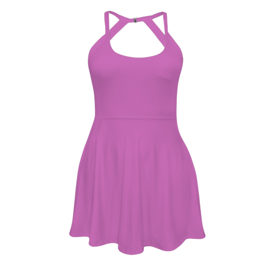 Pain Purple Open Back Flare Skirt Active Dress