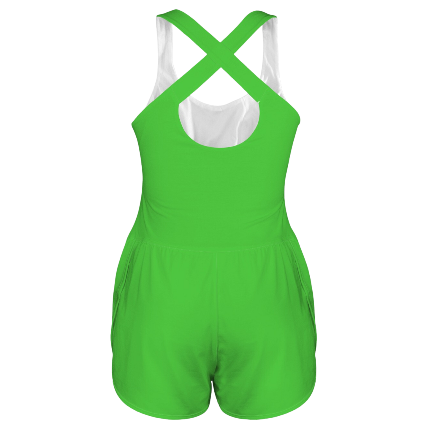 Pan Green Cutout Cross Back Active Romper