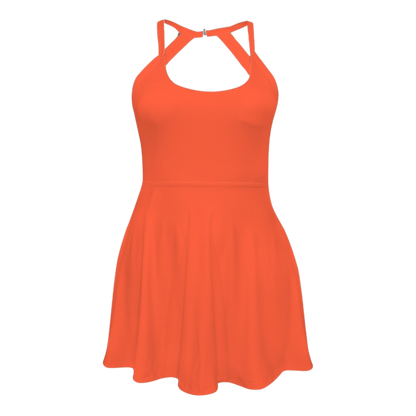 Panda Red Open Back Flare Skirt Active Dress