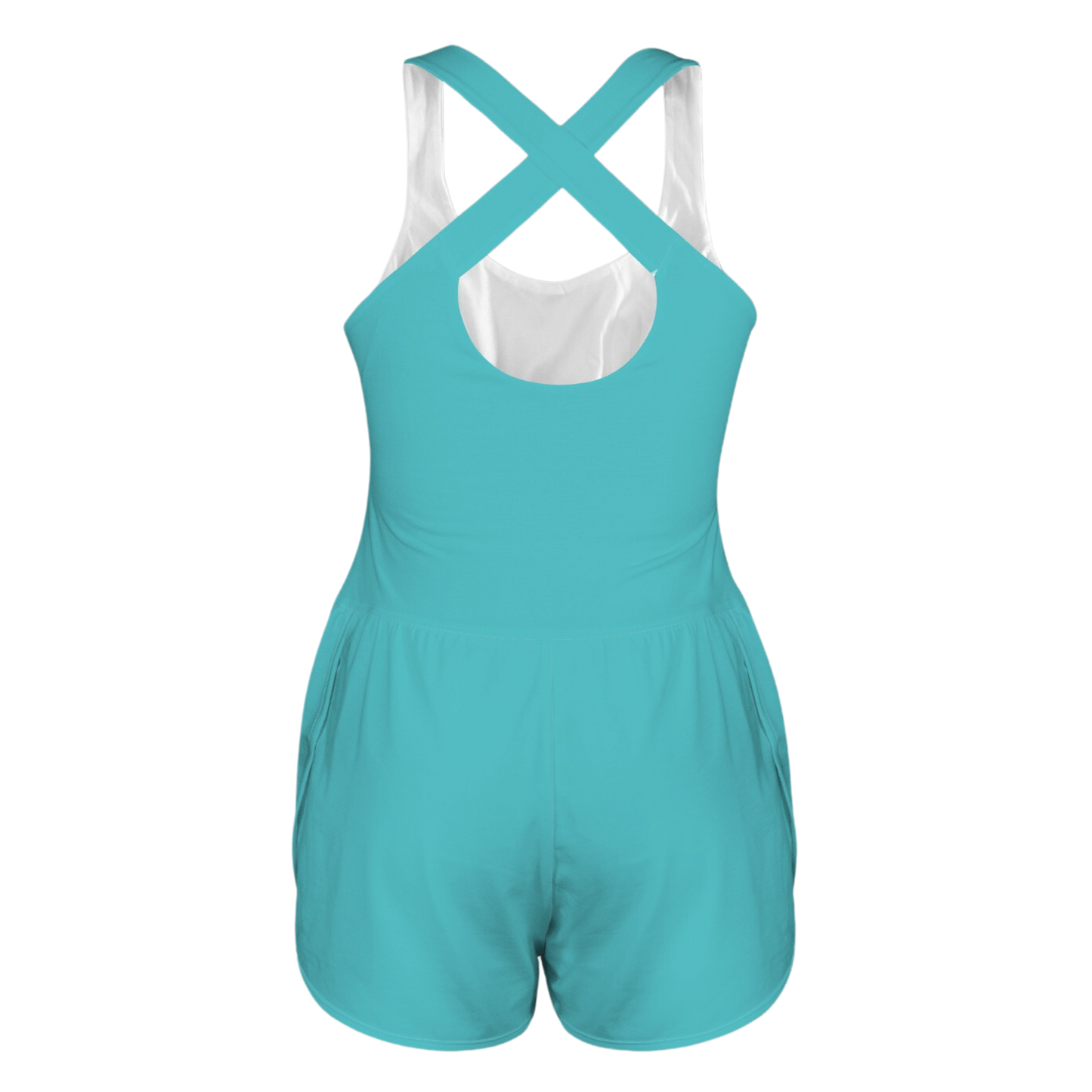 Panic Teal Cutout Cross Back Active Romper