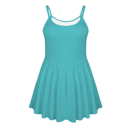 Panic Teal Pleat Skirt Active Dress