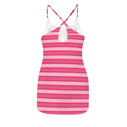 Piggy Stripes Criss Cross Back Active Dress