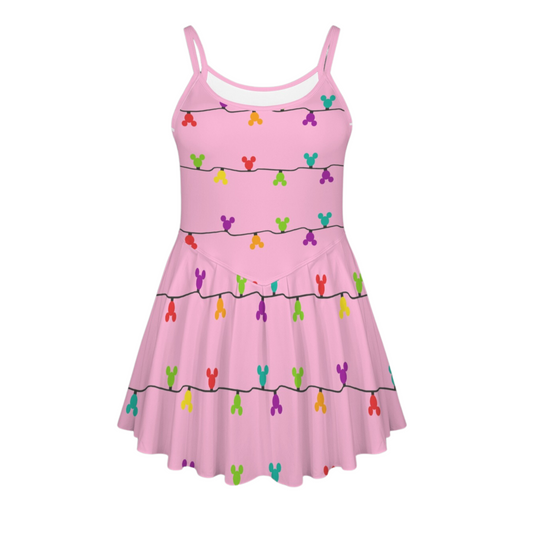 Mouse Lights Pink Pleat Skirt Active Dress