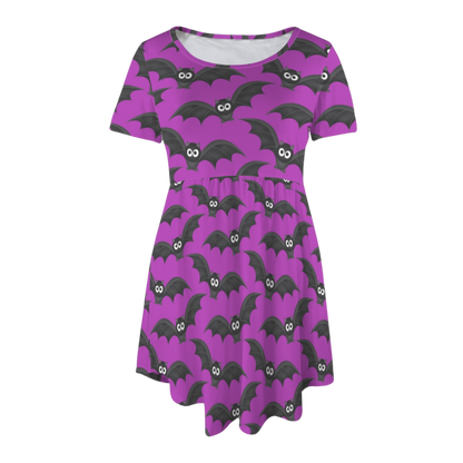 Purple Bats Tee Shirt Dress