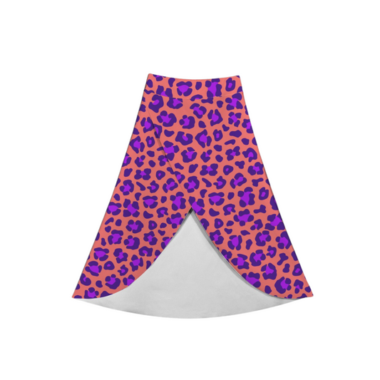 Purple Leopard Crossover Midi Skort