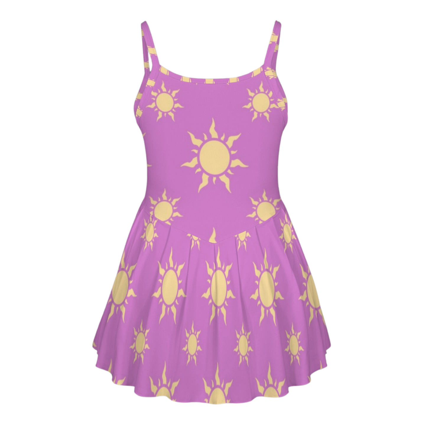 Rapunzel Purple Suns Pleat Skirt Active Dress