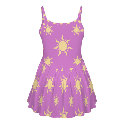 Rapunzel Purple Suns Pleat Skirt Active Dress