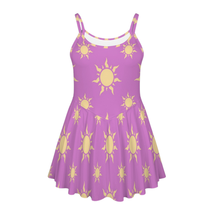 Rapunzel Purple Suns Pleat Skirt Active Dress