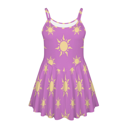 Rapunzel Purple Suns Pleat Skirt Active Dress