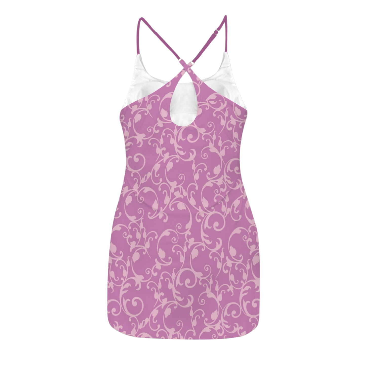 Rapunzel Swirl Purple Criss Cross Back Active Dress