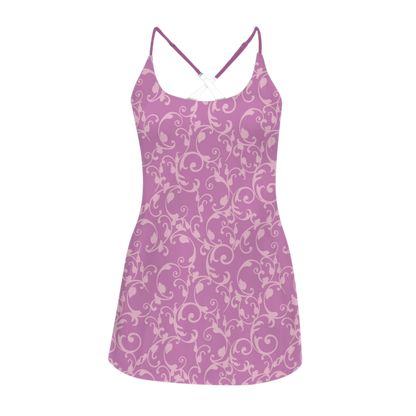 Rapunzel Swirl Purple Criss Cross Back Active Dress