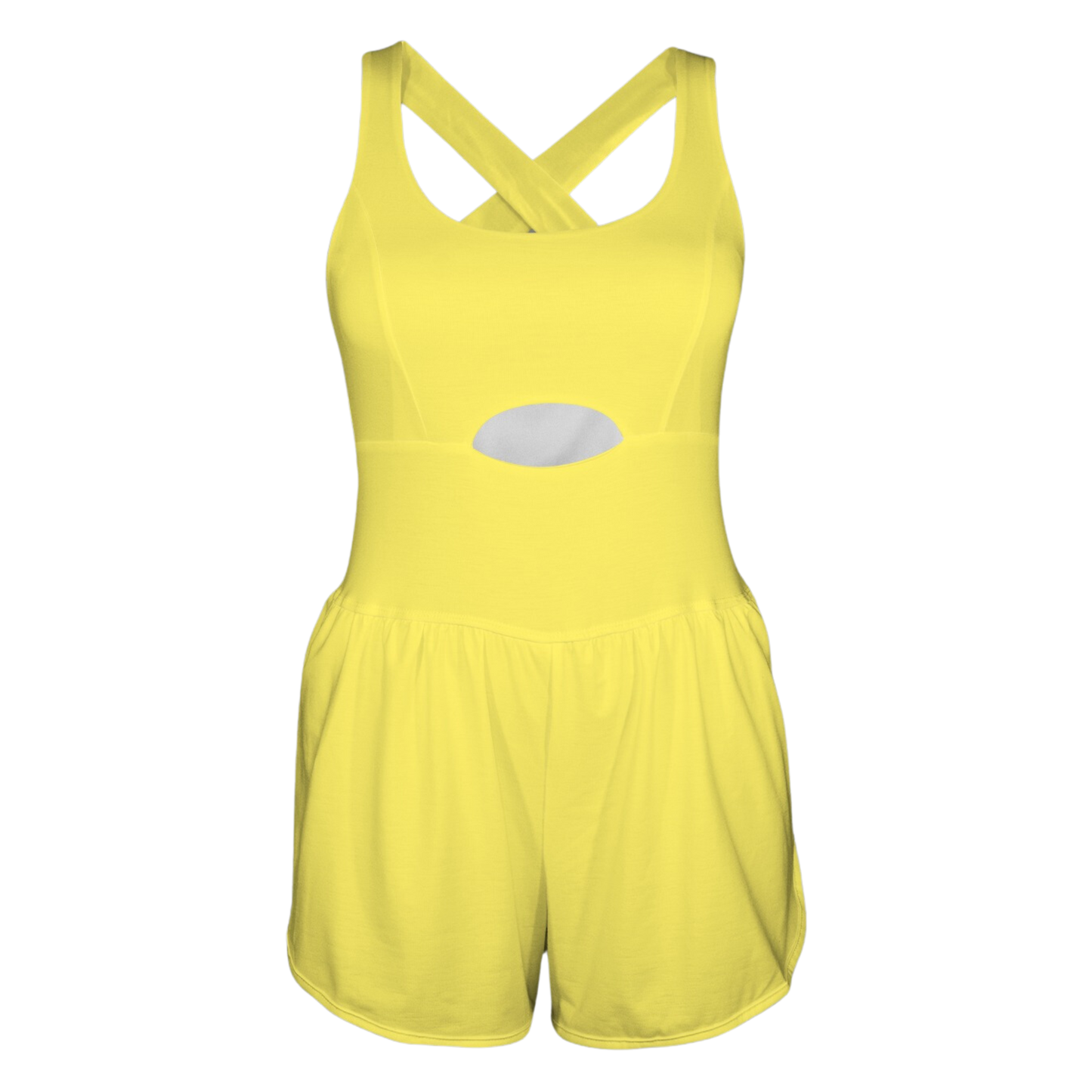 Rose Yellow Cutout Cross Back Active Romper