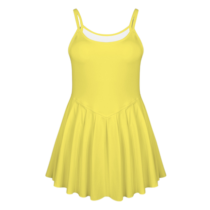 Rose Yellow Pleat Skirt Active Dress