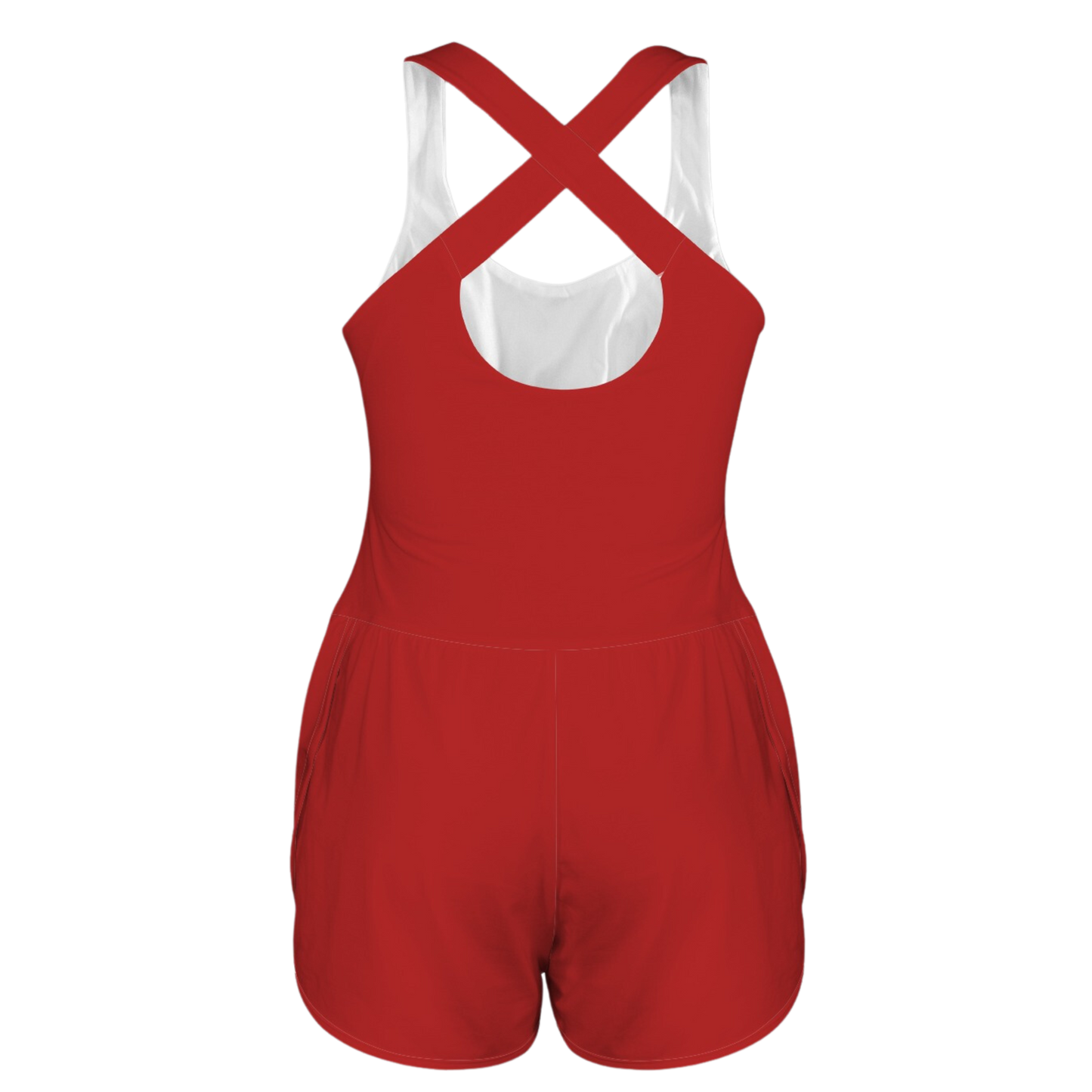 Royal Red Cutout Cross Back Active Romper