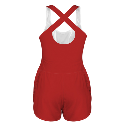 Royal Red Cutout Cross Back Active Romper