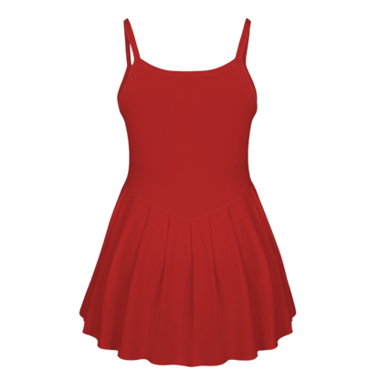 Royal Red Pleat Skirt Active Dress