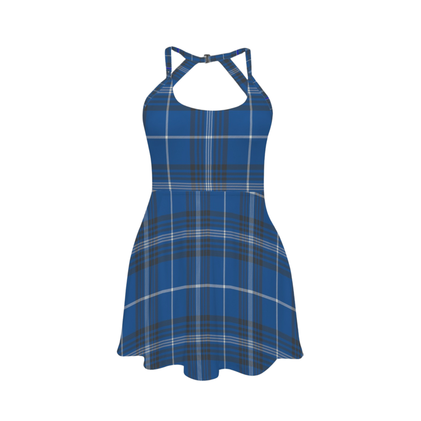 Eagle House Plaid Open Back Flare Skirt Active Dress
