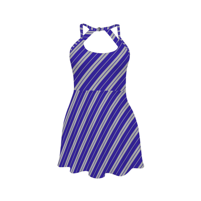 Houses Stripes Open Back Flare Skirt Active Dress