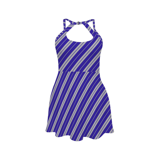 Houses Stripes Open Back Flare Skirt Active Dress