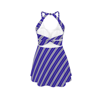 Houses Stripes Open Back Flare Skirt Active Dress