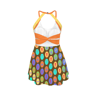 Wild Explorer Open Back Flare Skirt Active Dress