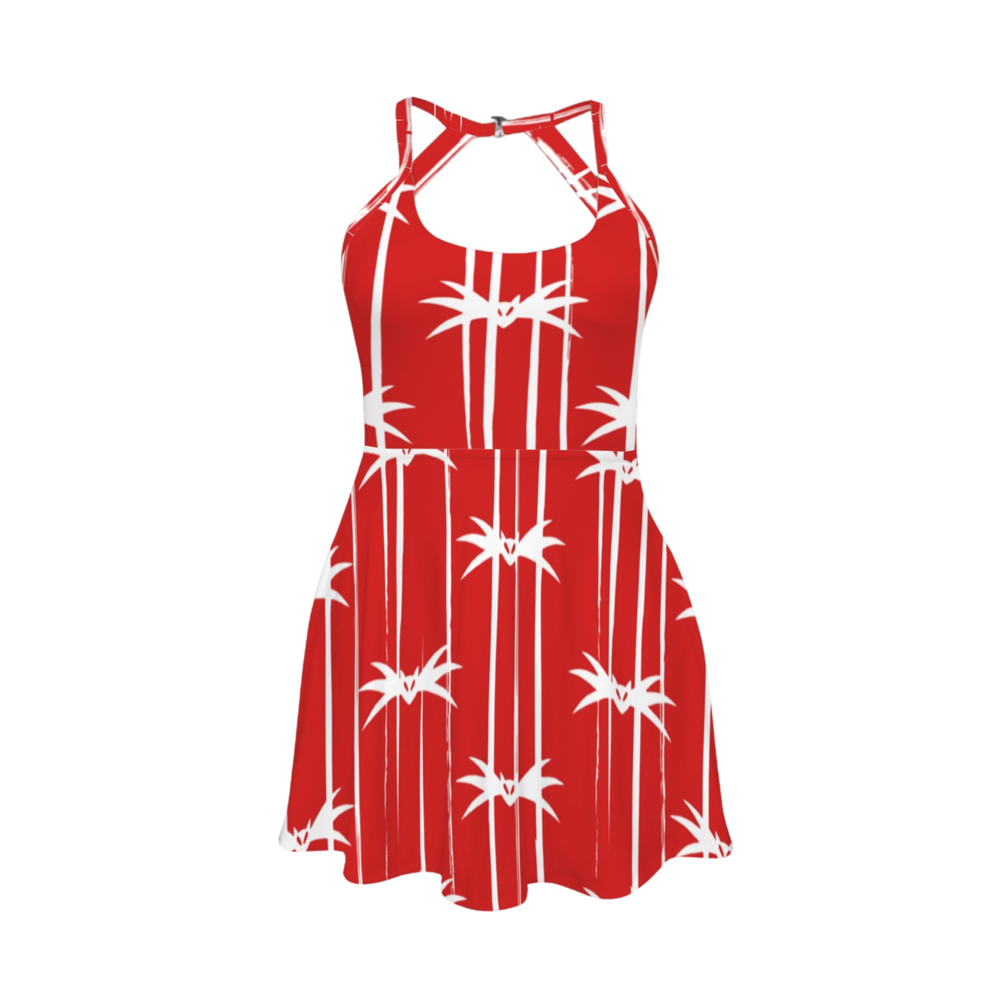 Sandy Claws Open Back Flare Skirt Active Dress